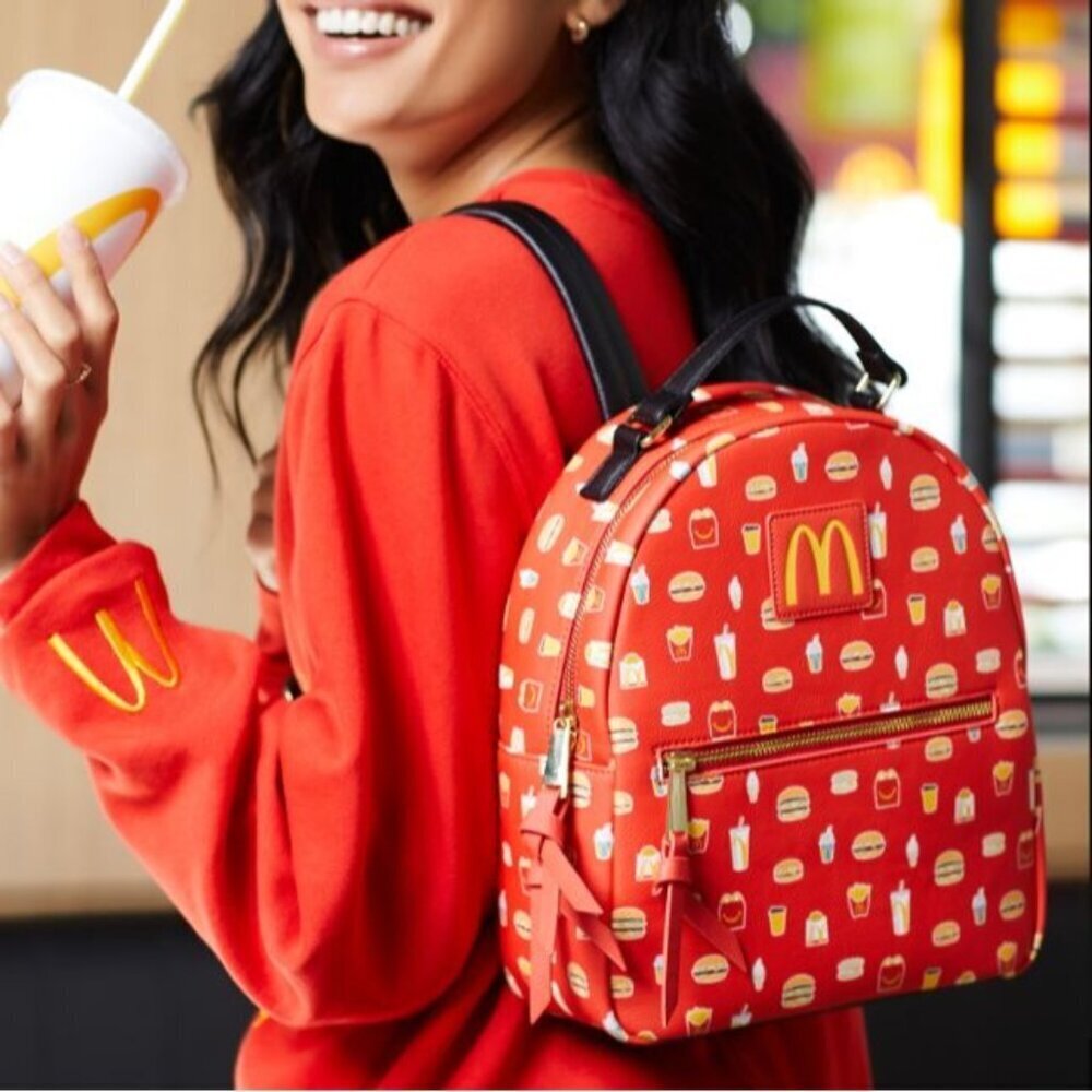 McDonald's x Box Lunch Mealtime Favorites Allover Print Red Mini Backpack